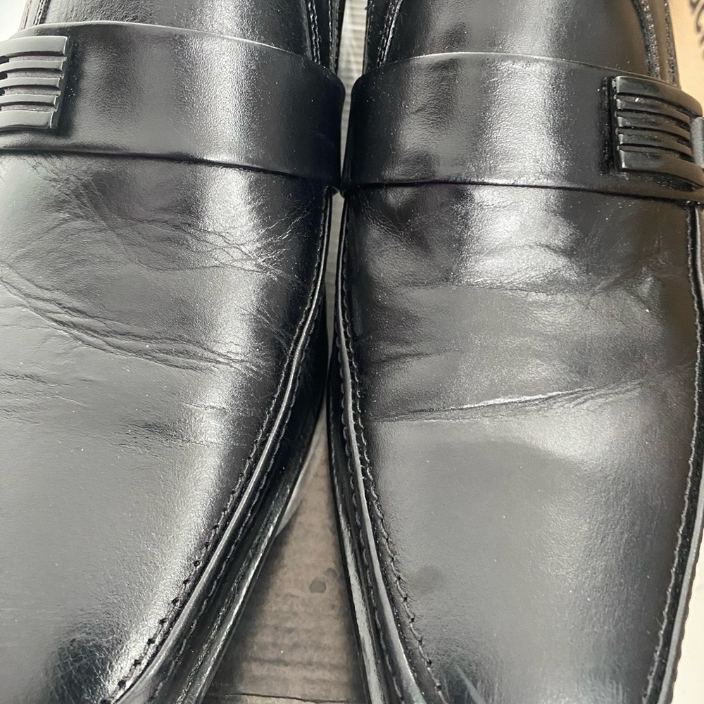 Black Leather Slip-On Loafers with Polished Finish